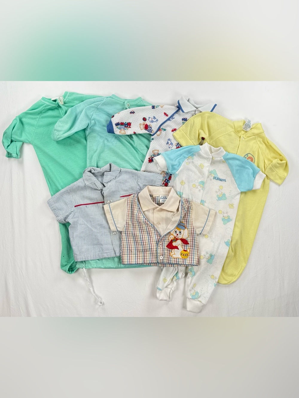 Vintage Set of 7 Mix Lot of 0-3 Month Baby Outfits